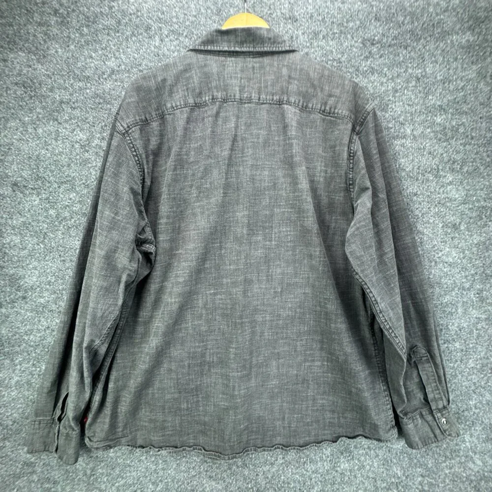 Wrangler Pearl Snap Denim Shirt Mens 2XL Gray Western Cowboy Rodeo Workwear - Picture 4 of 14